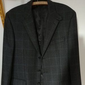 Charcoal gray windowpane tweed blazer XL